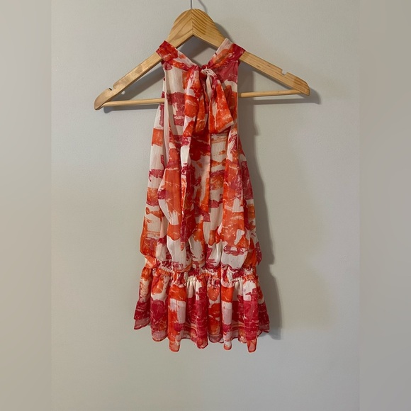 Mcginn Anthropologie Womens Chiffon Sleeveless High Neck Tie Blouse Top Size 2 - Picture 4 of 7